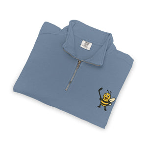 Hockey Bee Quarter-Zip Sweatshirt-Buzzworthy, LLC