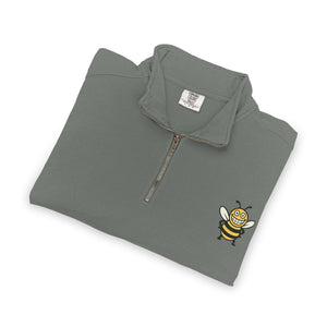 Happy Bee Quarter-Zip Sweatshirt-Buzzworthy, LLC