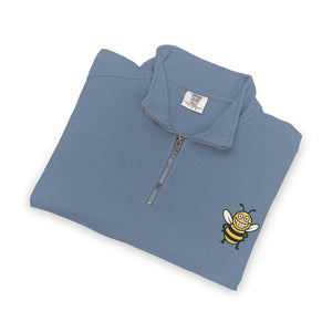 Happy Bee Quarter-Zip Sweatshirt-Buzzworthy, LLC
